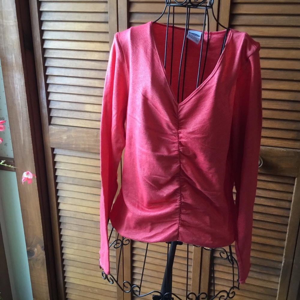 OLD NAVY LONG SLEEVE ROUCHED FRONT V NECK TOP XL